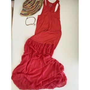 Blue Life By PLANET BLUE MODAL MAXI DRESS Red sleeveless SMALL